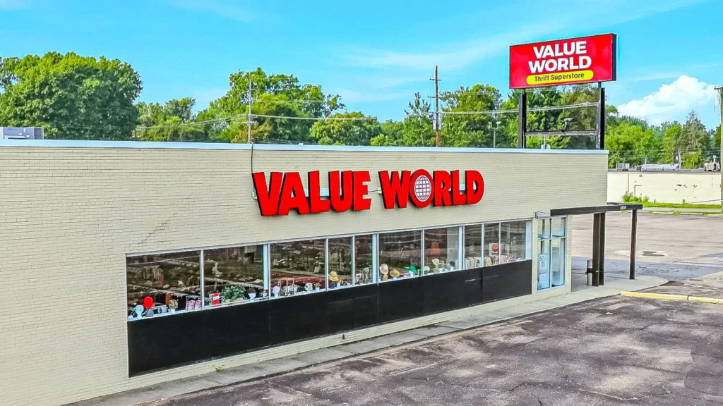 Exterior of the Value World thrift store on East Michigan Avenue in Ypsilanti, Michigan.