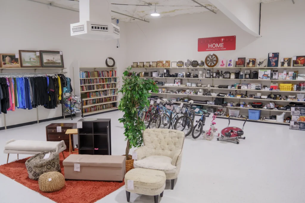 Furniture, books, bicycles, small appliances, and household items displayed inside the Value World Barker Cypress store.